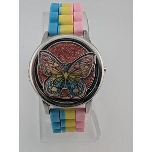 Accutime Butterfly Spinner Digital Kids Watch Colorful Silicone Band New Battery